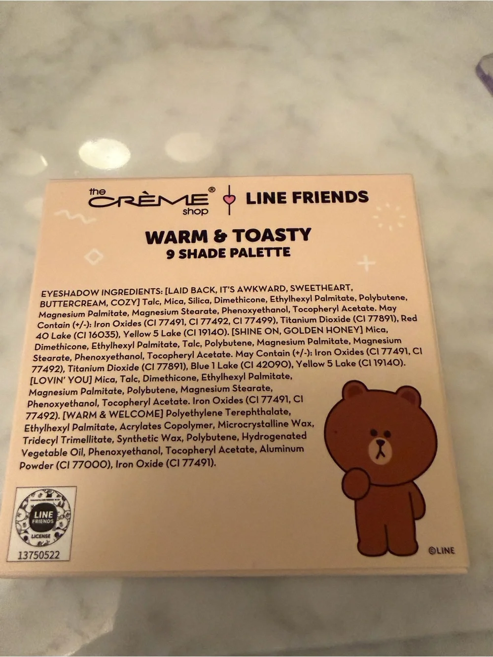 Crème shop nib Warm & Toasty Line Friends 9-Shade Palette - Brown/Gold/Orange